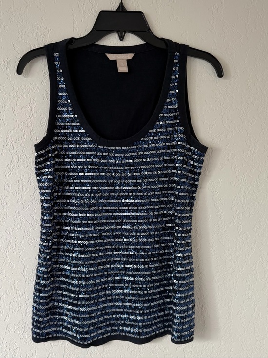 Banana Republic Tops - Banana Republic Navy Sequins Scoop Neck Tank